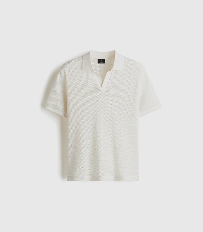 regular-fit-holeknit-polo-shirt.jpeg Regular Fit Hole-knit polo shirt - Image 1