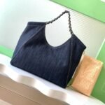 Chanel 25 Tote Bag Navy Blue 48cm Denim Leather