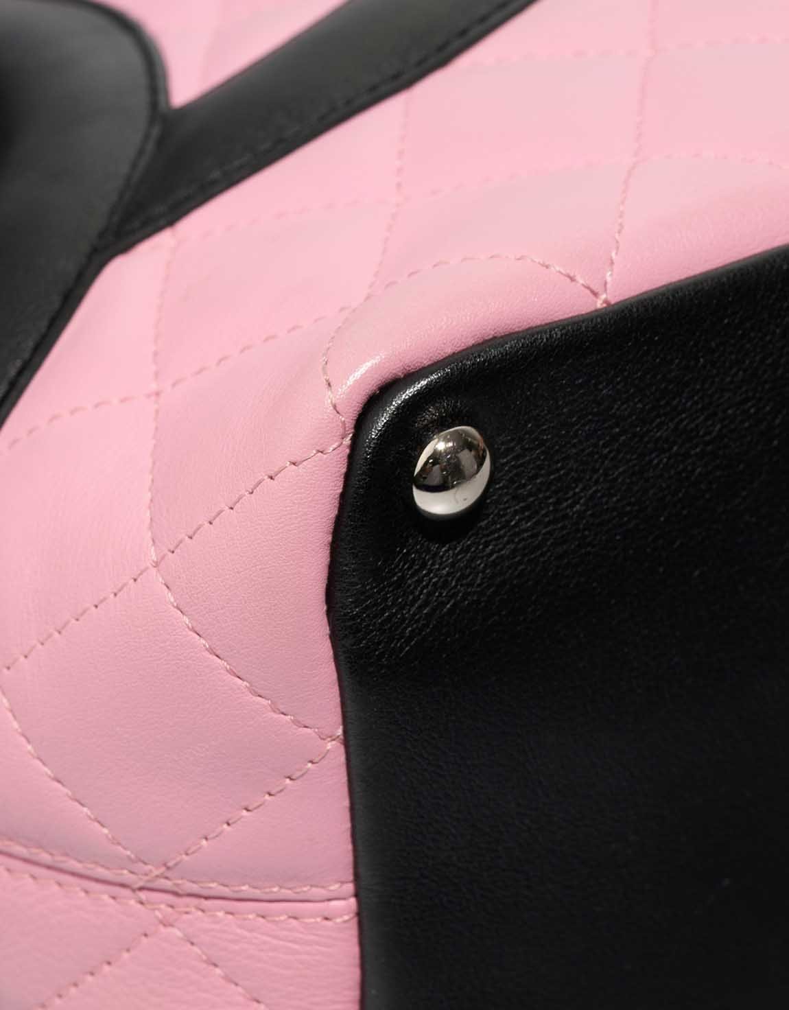 Chanel Cambon Tote Bag Small Lamb Pink / Black - Image 5