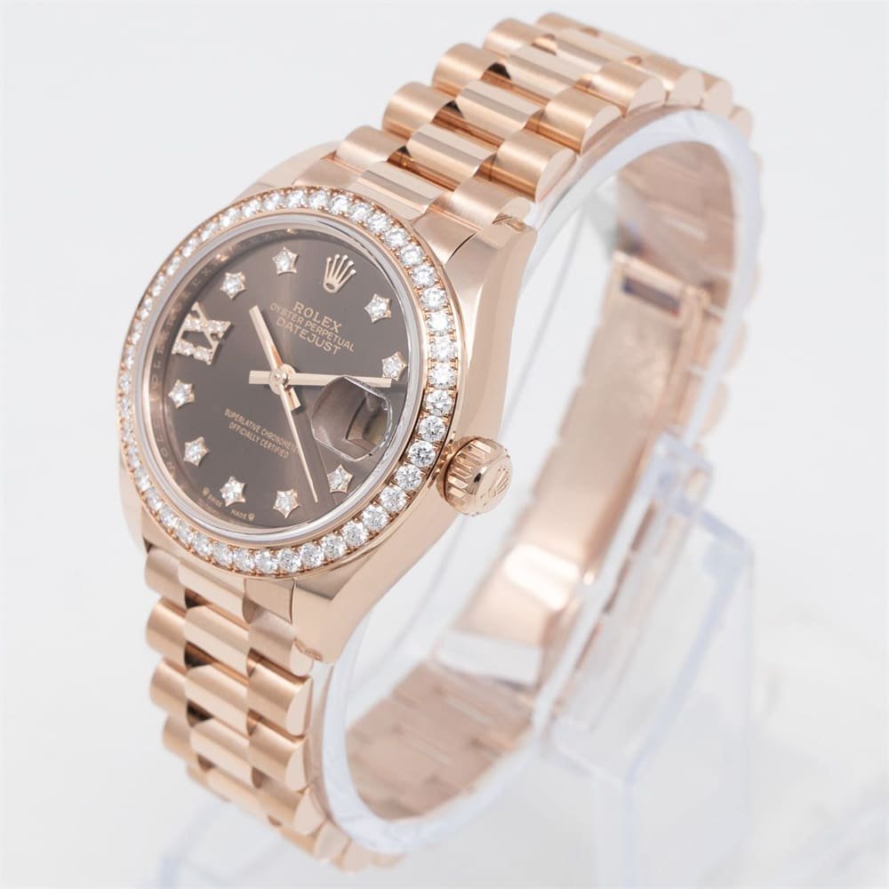 76e3d77b9b9372cbe0f8549a2dbe10a5.jpg Rolex Lady-Datejust Chocolate Dial Diamond Bezel 28mm 279135RBR - Image 1