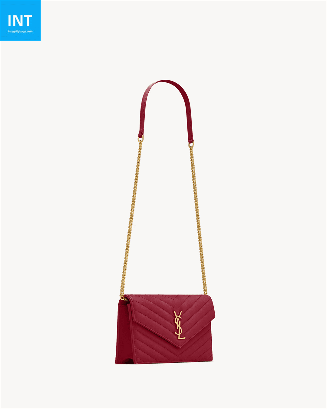 f885ebd2acd573b216c51f7e28597adf.png Saint Laurent CASSANDRE envelope chain wallet in lambskin - Image 1